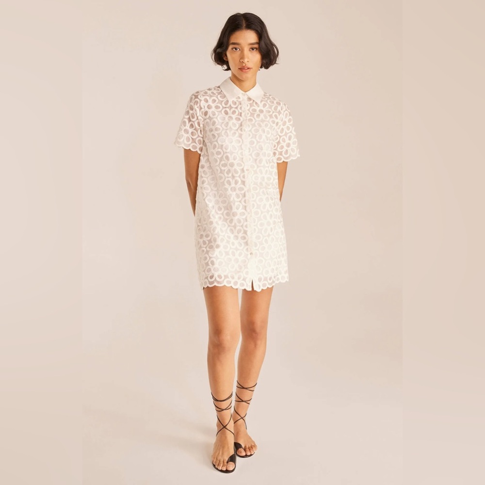 Rebecca Taylor Mod Fluer Shirt Dress Button Up Sheer Dress Large